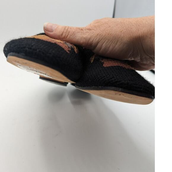 Vintage Amy Jo Gladstone NY Woven Wool Needle Point Yellow Lab Mules Large NWOB - Picture 8 of 10